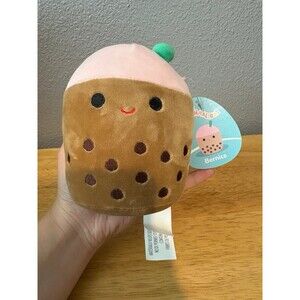 Squishmallow Bernice 5” Brown Milk Tea Boba NWT Stuffed Plush